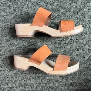 Sandgrens | Stockholm Low Clogs: Two-Strap Wooden Slides | Ecru | EU 41 =10.5 US
